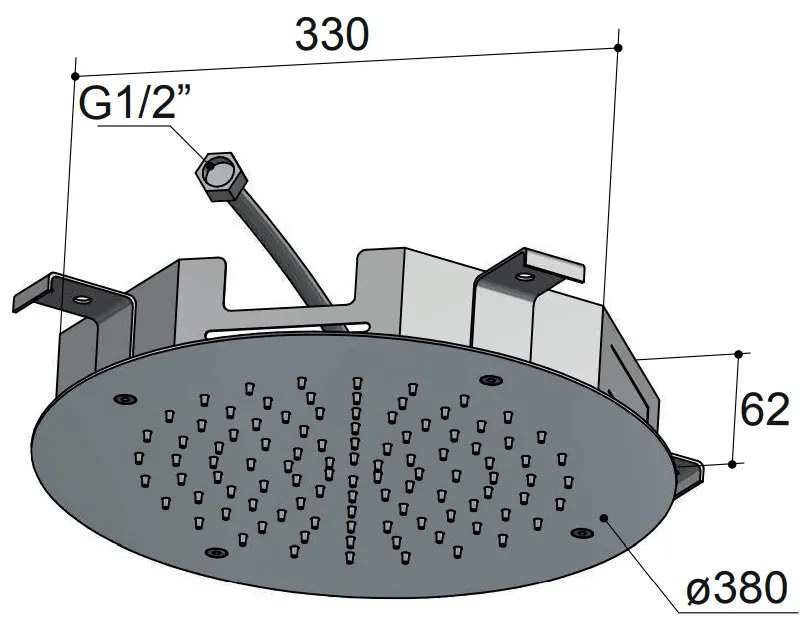 Hotbath Mate M108 inbouw hoofddouche 38cm geborsteld nikkel