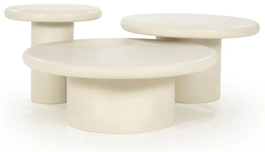 Eleonora Jade Ronde Salontafel Creme Magnesium Oxide 80 Cm - 80 X 80cm.