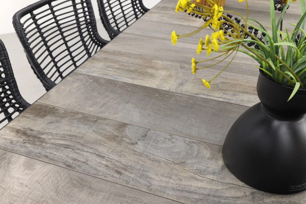 Jasmine Black/Ottowa 6-persoons dining tuinset 205-265x100 cm. - Houtlook