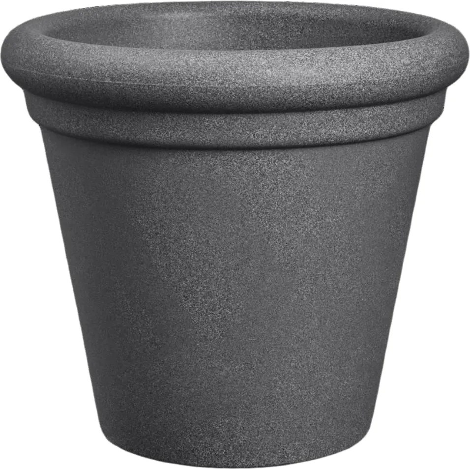 Florus Grace Rim Rond 40cm Bloempot - Antraciet - Met Decoratieve Rand - Voor Binnen&amp;Buiten