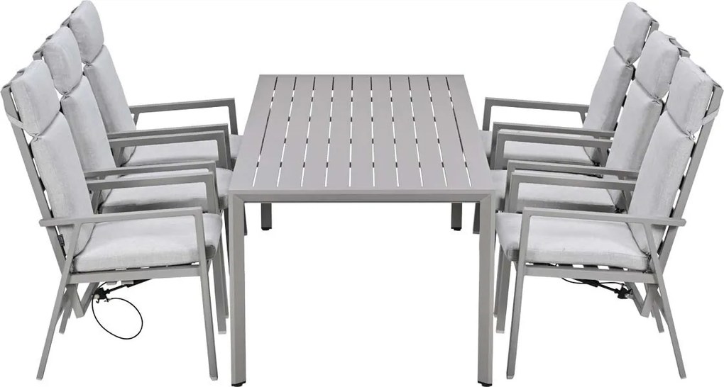 Garden Impressions Kasper tuinset 7-delig - tuintafel 220x93 cm taupe