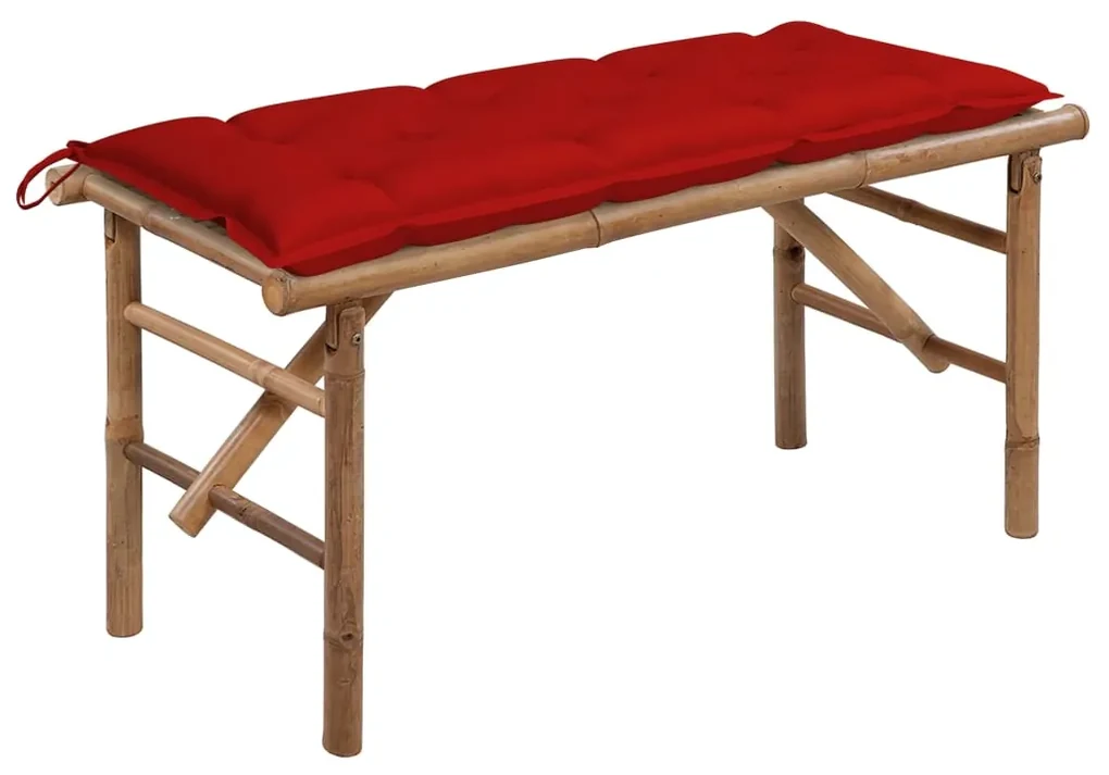 vidaXL Tuinbank inklapbaar met kussen 118 cm bamboe
