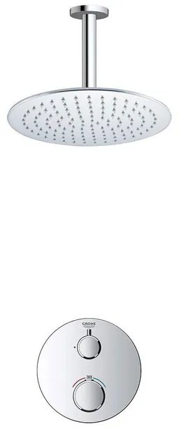 Grohe - Adema Rise Regendoucheset - Inbouw - 1 functie - met Adema Rise hoofddouche 25cm - plafondarm 20cm - Grohe Grohtherm inbouwthermostaat - chroom SW236914 SW105953 SW720552 SW377830
