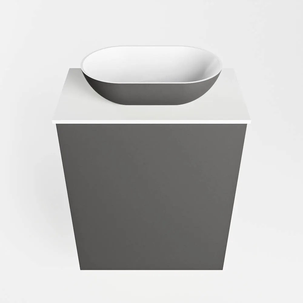 Mondiaz Fowy toiletmeubel 40cm dark grey met antraciete waskom midden zonder kraangat