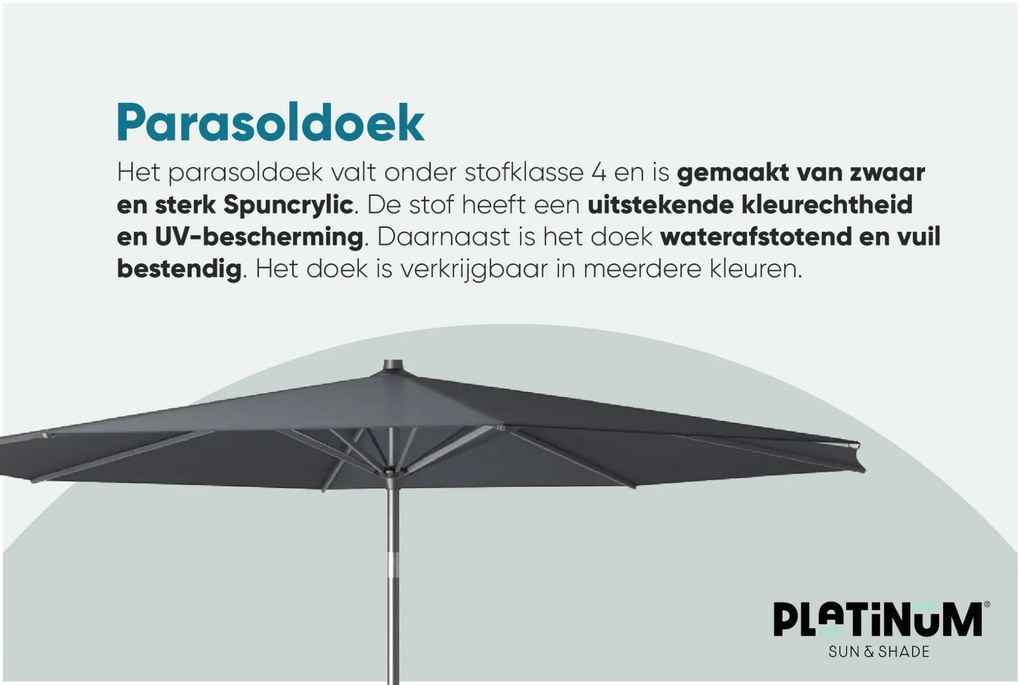 Platinum Riva stokparasol 3 m. rond - Premium - Manhattan Grey