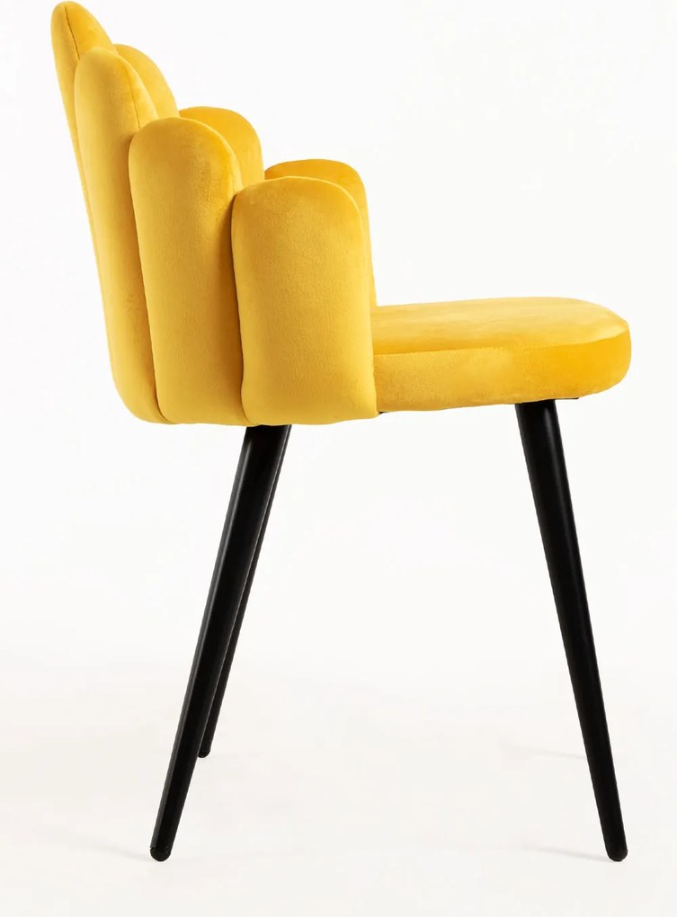 Set 4 Hand Fluwelen Stoelen Zwarte Poten