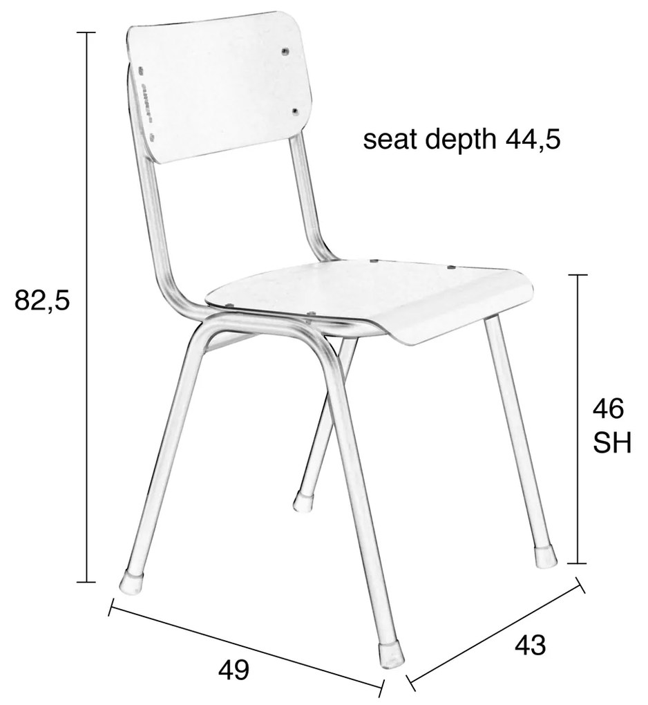 Zuiver Back To School Outdoor Stapelbare Tuinstoel Metaal Grijsblauw