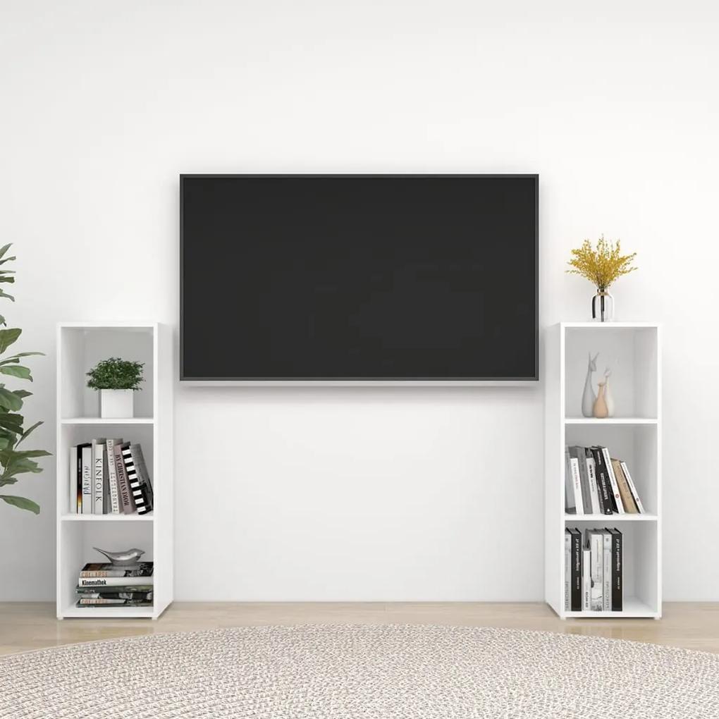 vidaXL Tv-meubelen 2 st 107x35x37 cm spaanplaat hoogglans wit