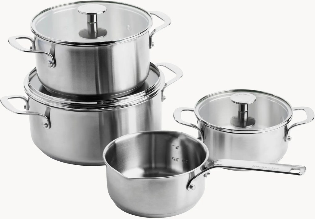 Kookset Kitchen Aid van edelstaal met deksels, 7-delig