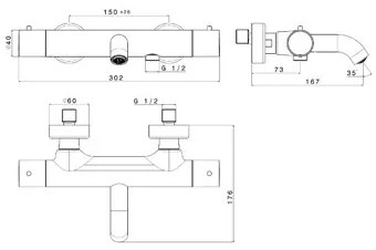 Plieger Napoli thermostatische badkraan met cold-touch chroom