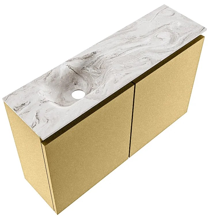 Mondiaz Ture DLux toiletmeubel 80cm oro met wastafel glace links met kraangat