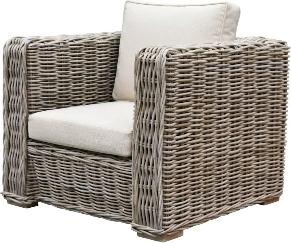Nissah lounge tuinstoel naturel rotan off-white kussens