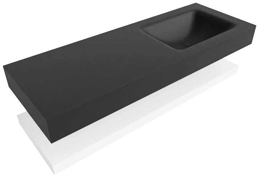 Zaro Alan badmeubel 130cm met planchet talc en vrijhangende wastafel cloud rechts zonder kraangat urban