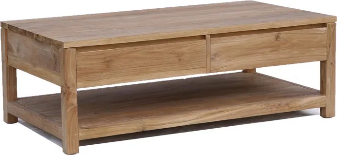 Salontafel Teakhout Met Lades - 130 X 70cm.