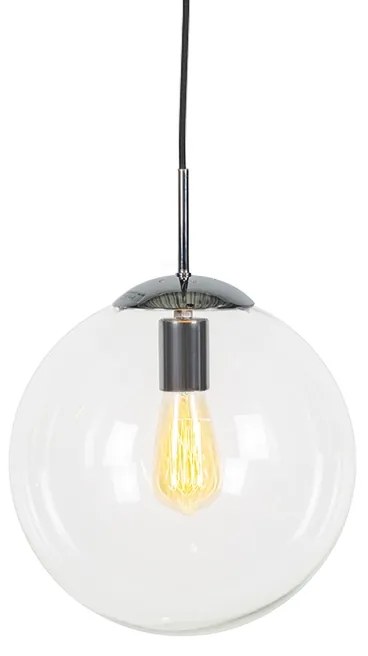 Scandinavische hanglamp chroom met helder glas - Ball 30