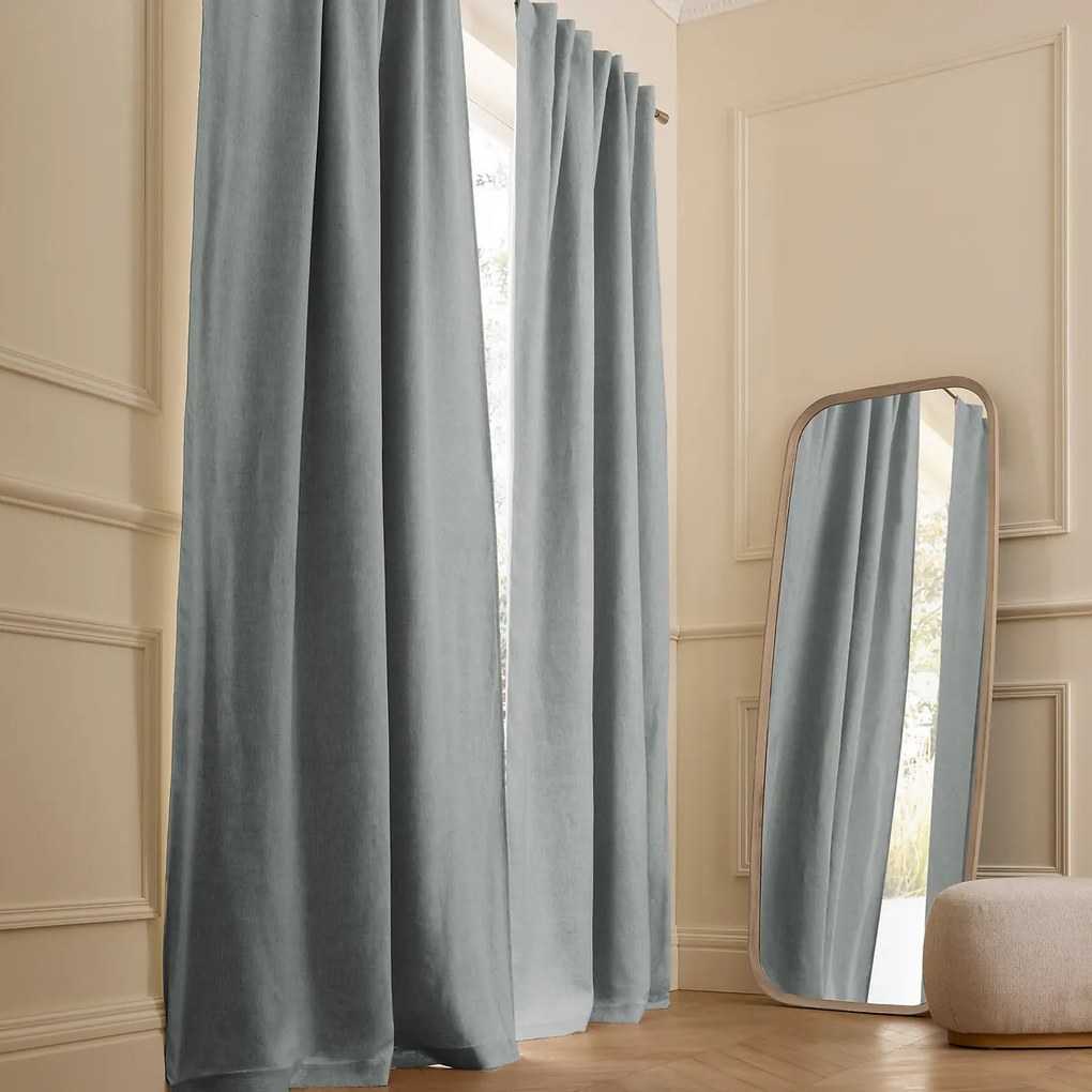 Verduisteringsgordijn van gewassen linnen, verborgen lipjes, Private