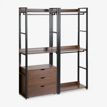 Open Modulaire Kast Van 2 Stukken Met Lades In Staal En Hout Ariaster Zwart - Sklum