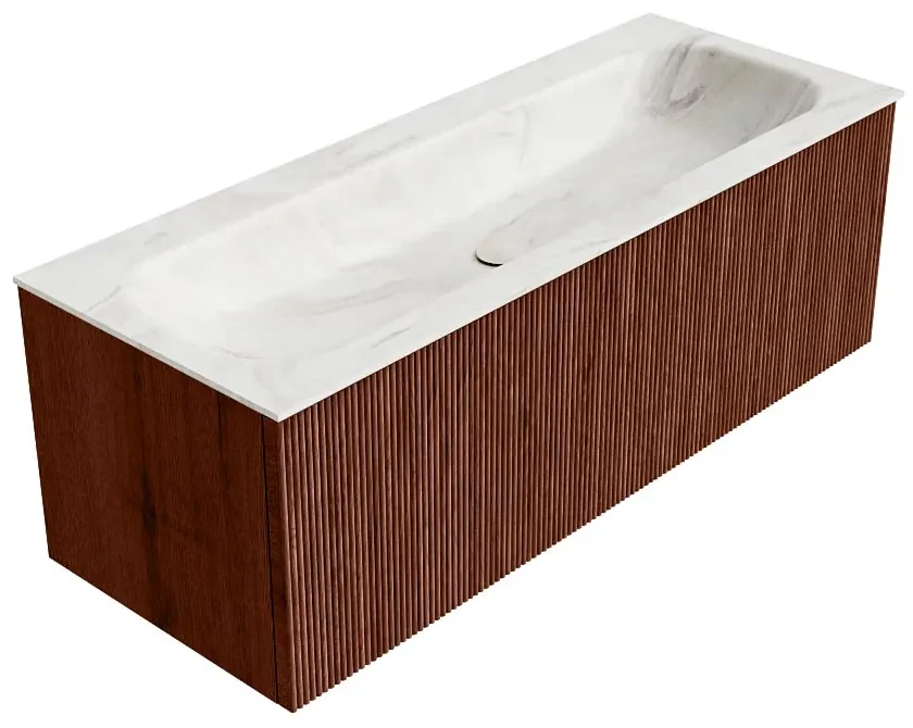Mondiaz Kurve-dlux 120cm badmeubel ruby met 1 lade en wastafel big large midden zonder kraangat ostra