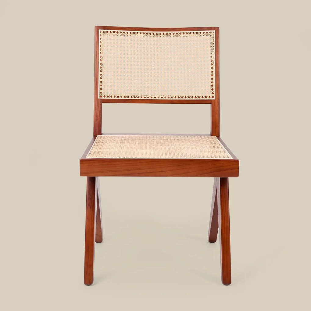 Walnoot Stoel Met Rotan Webbing