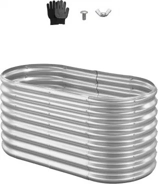 VEVOR Verhoogd Tuinbed, Metaal, 1200x600x600 mm, Plantbed, Groentebed, Plantenbak met Open Bodem &amp; Afgeronde Randen, Bloembed, Kruidenbed, Ideaal voor Groenten, Bloemen, Kruiden &amp; Vetplanten, Ovaal