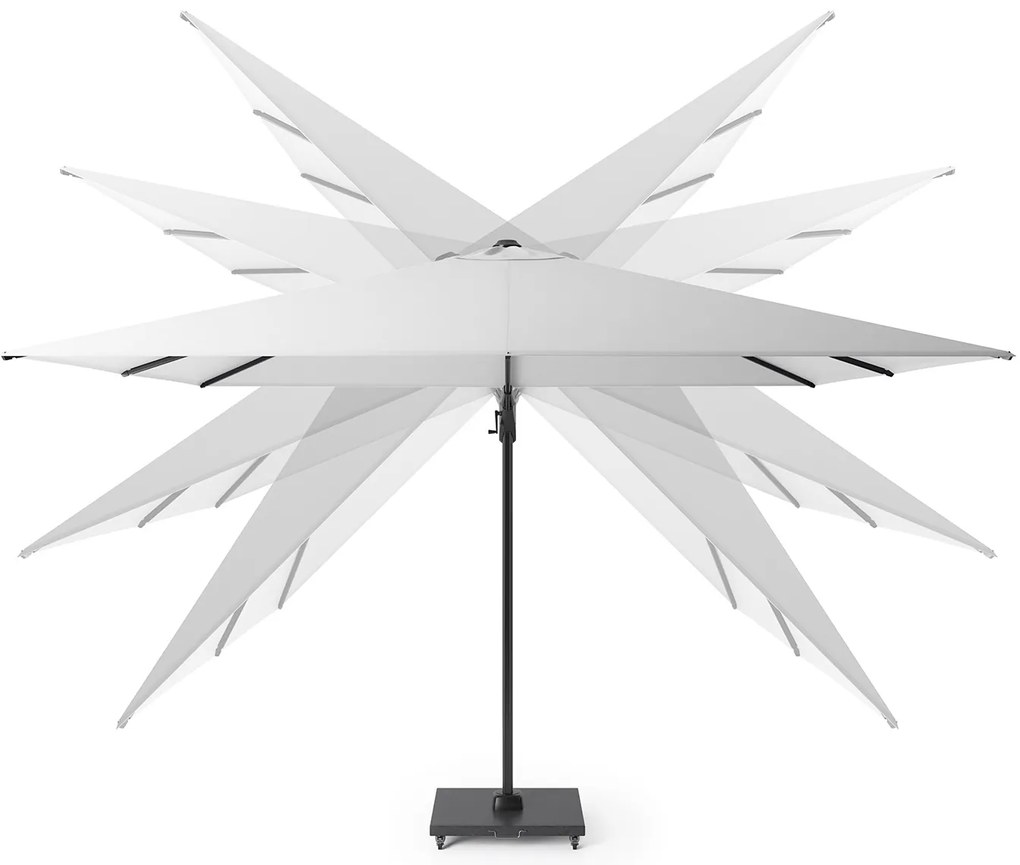 Platinum Challenger Zweefparasol T2 Premium Glow 3x3 m. - Faded Black met ingraafvoet en hoes