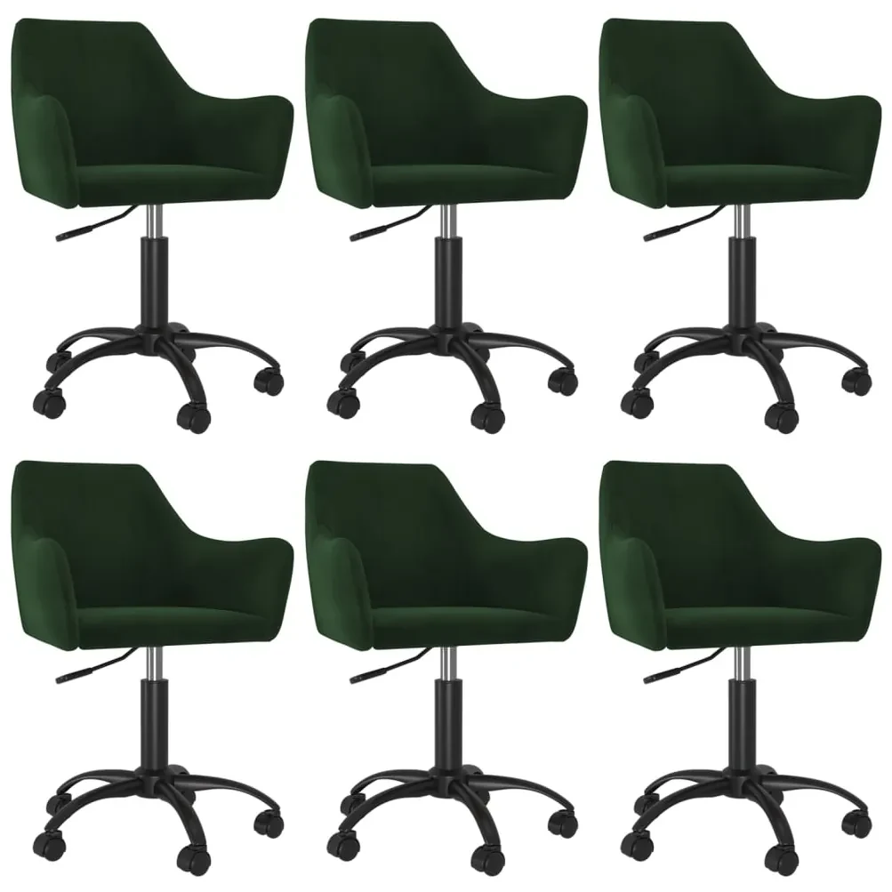vidaXL Eetkamerstoelen draaibaar 6 st fluweel donkergroen