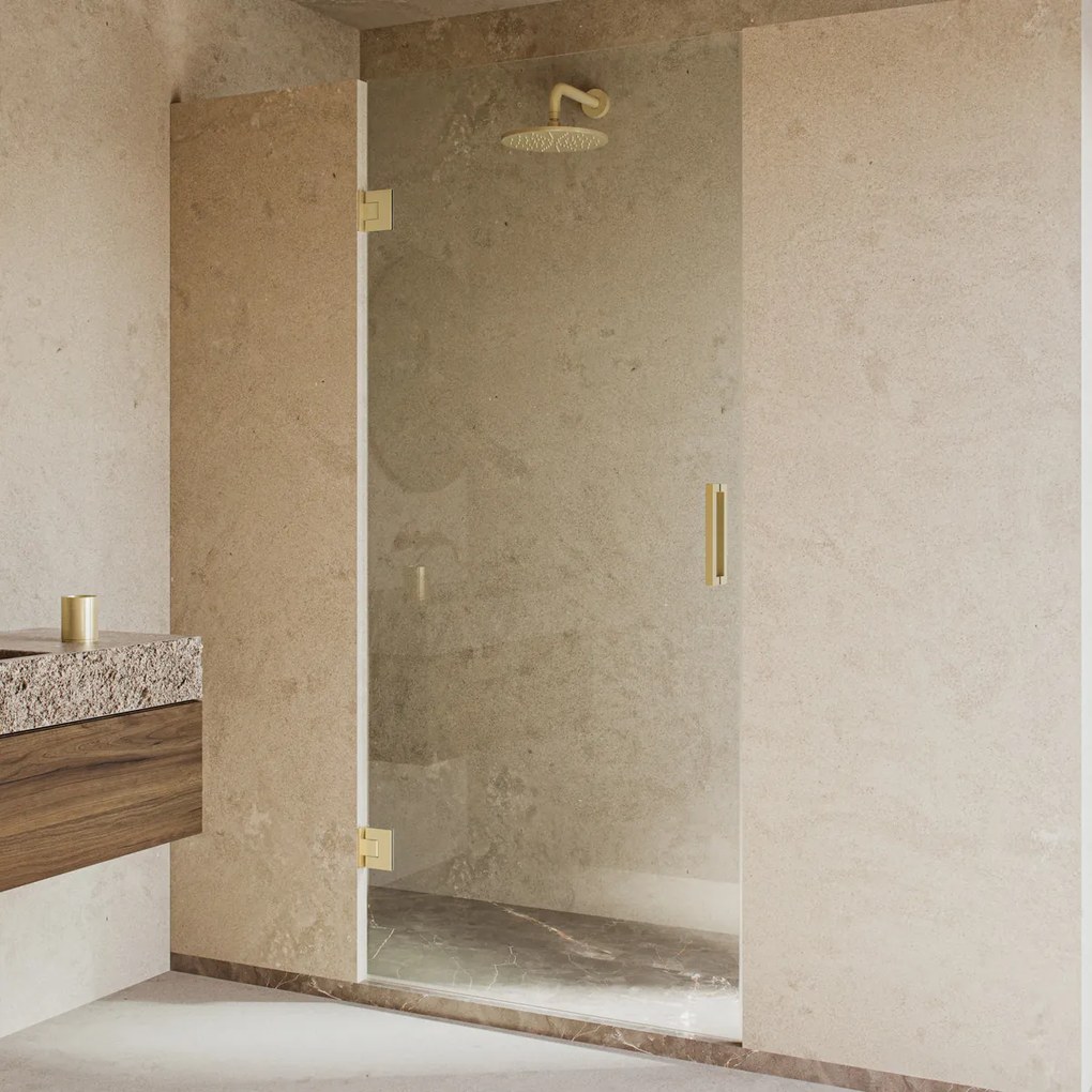 Saniclear Modern scharnieren + handvat voor douchedeur geborsteld messing - mat goud