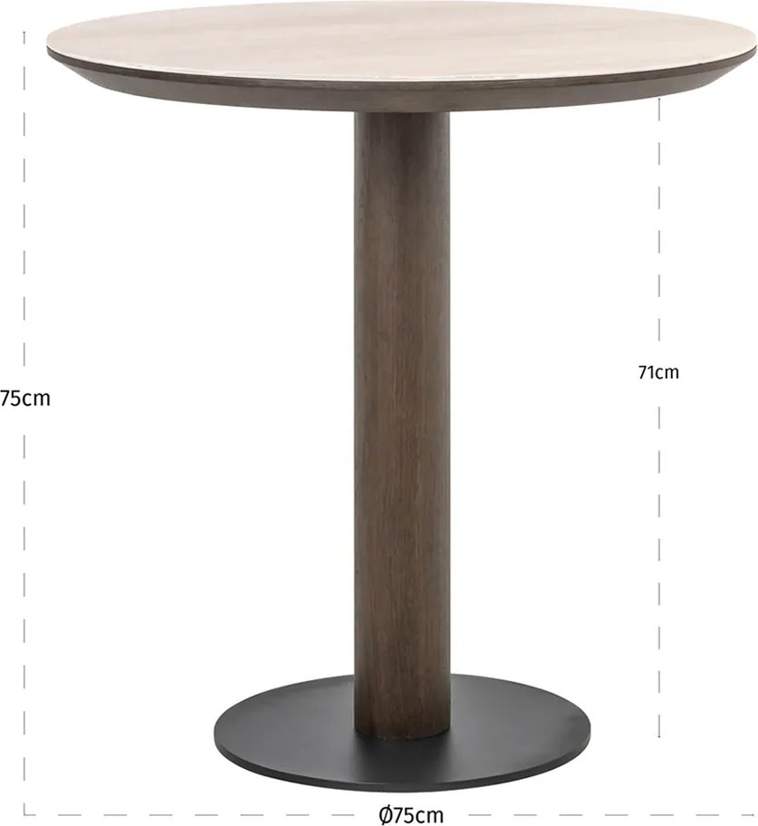 Richmond Interiors Ritz Ronde Bistrotafel Travertine - 75 X 75cm.