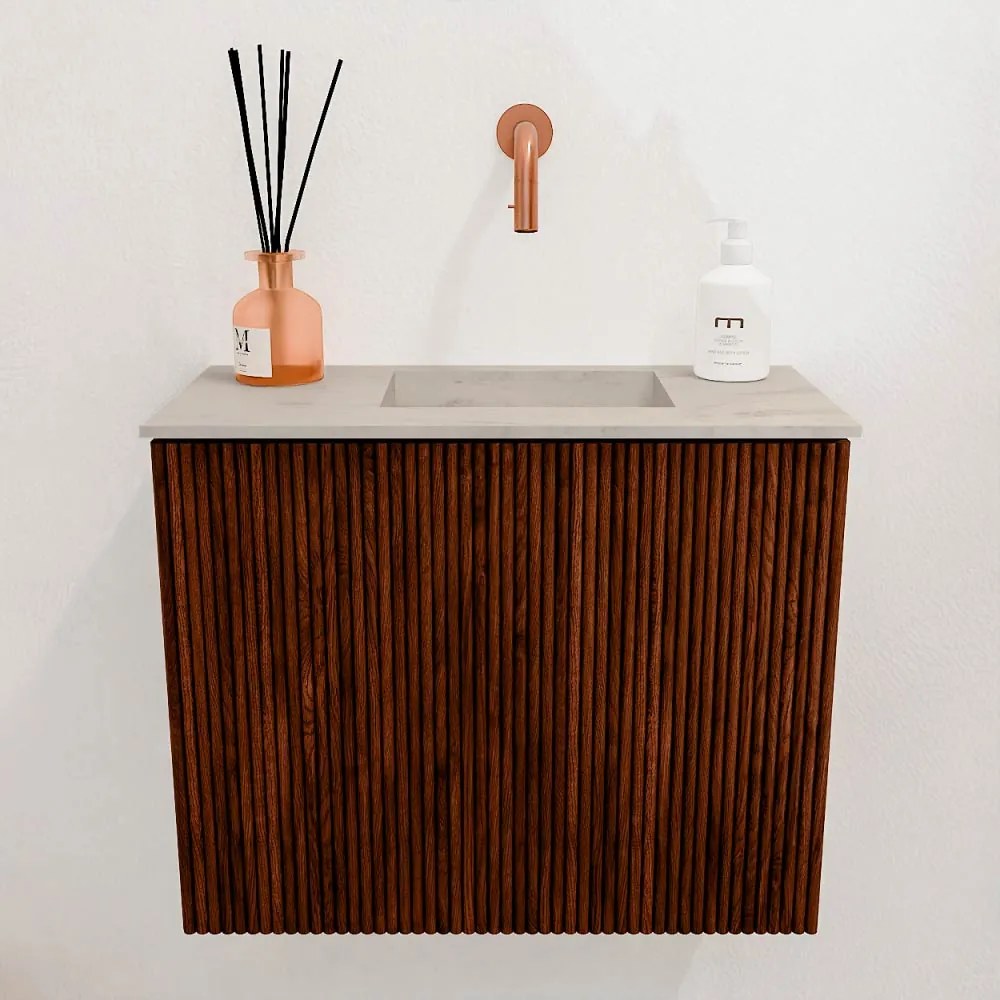 Mondiaz Joya DLux 50cm toiletmeubel ruby met wastafel faye rechts zonder kraangat opalo