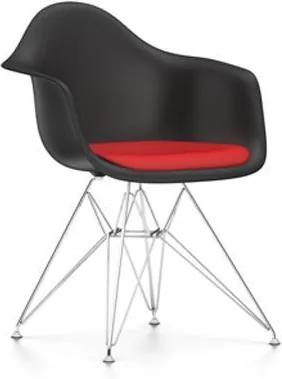 Vitra Eames DAR stoel met zitkussen hopsak rood/poppyrood kuip zwart