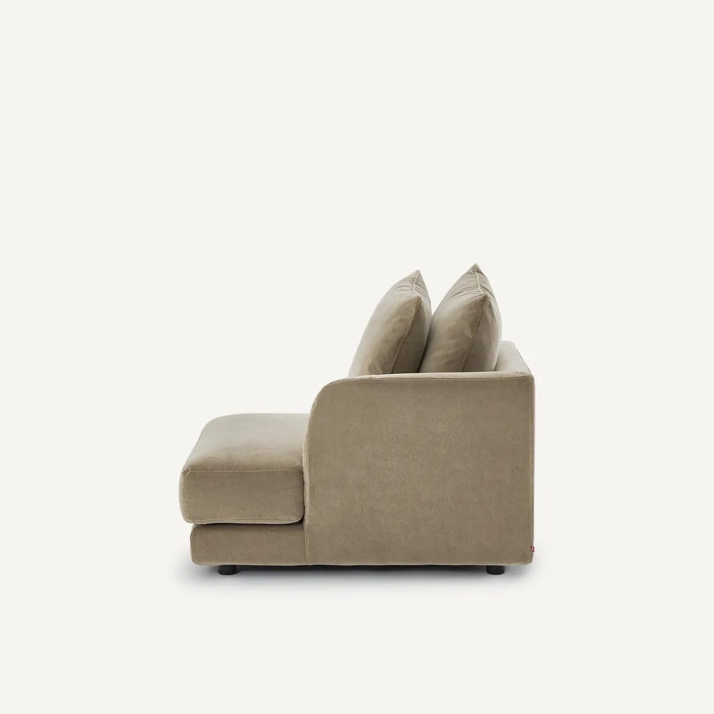 Halve bank rechts, modulair, van stonewashed fluweel, TIBERIO
