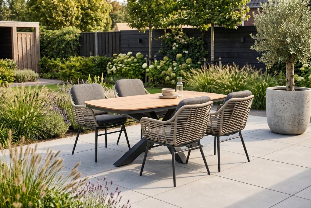 Tuinset 4 personen 180 cm Rope Grijs Coco Antoni/Camila