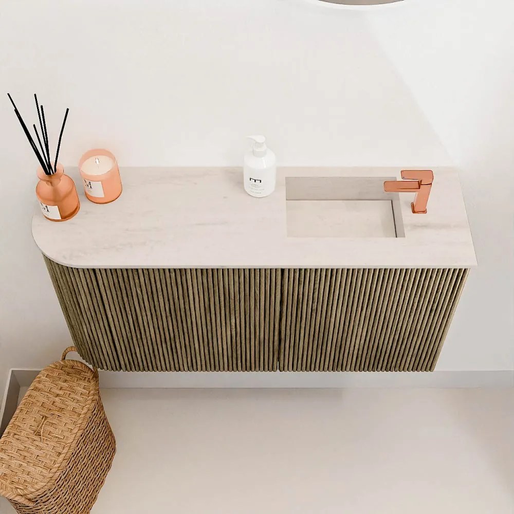 Mondiaz Joya DLux 80cm toiletmeubel ronding links dusk met wastafel faye rechts 1 kraangat meli