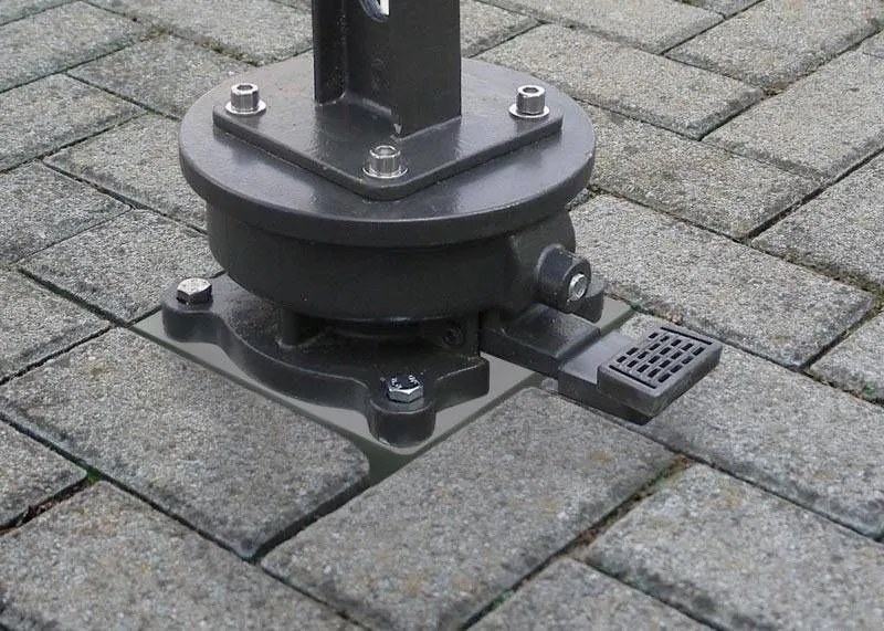 Platinum Challenger zweefparasol T1 Premium 4x3 m. - Champagne Sandstone - met ingraafvoet en hoes