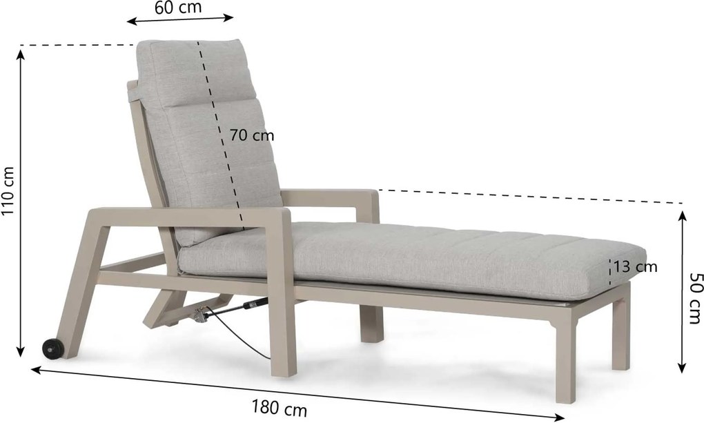 Lifestyle Garden Furniture Evora Ligbed Verstelbaar Aluminium Zand/Beige