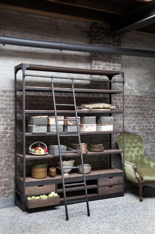 Rootsmann Industriele boekenkast met ladder