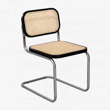 Set Van 4 Eetkamerstoelen In Rotan Tento Gewoon Zwart & Grijs – Chroom - Sklum