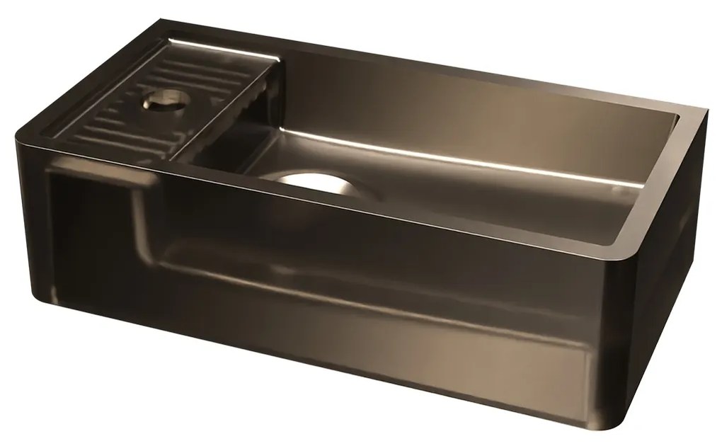 Riho Frosted fontein solid surface met kraangat links frosted umber