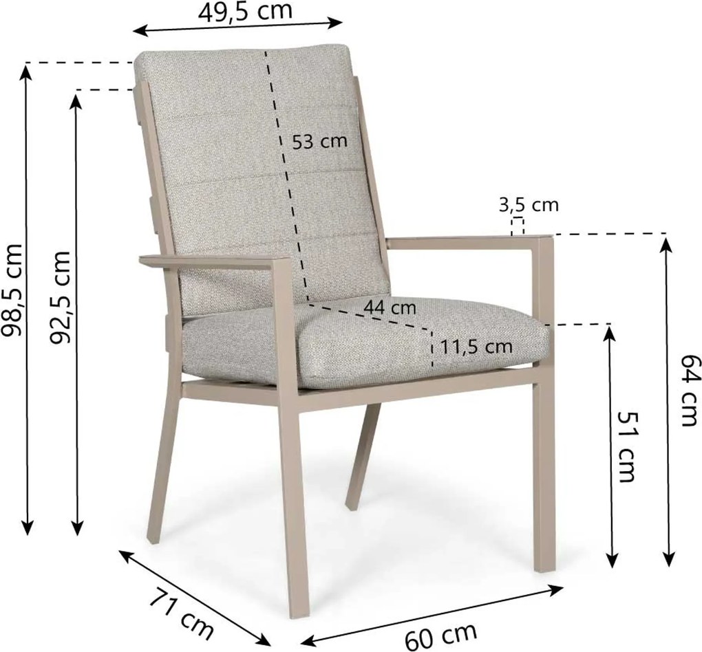 Tuinset 6 personen 220 cm Aluminium Zand/Beige Lifestyle Garden Furniture Lecce/Matara