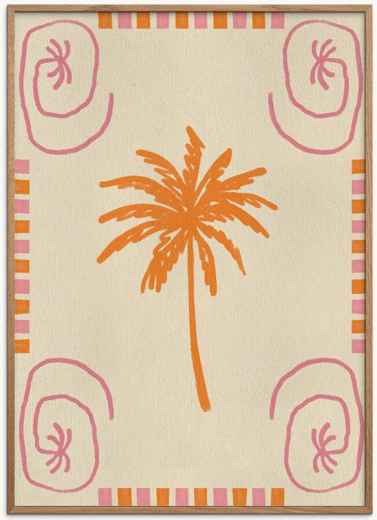 Ingelijste digitale print Summer Palms Dance van Shatha Al Dafai