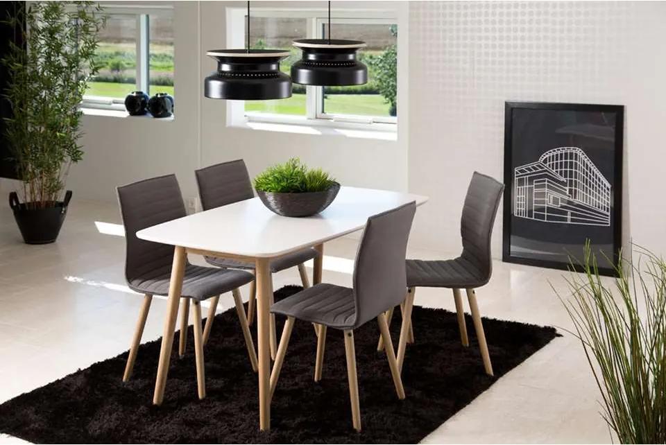 Eethoek Ulfborg Esbjerg (tafel met 4 stoelen) - wit/lichtgrijs - Leen Bakker
