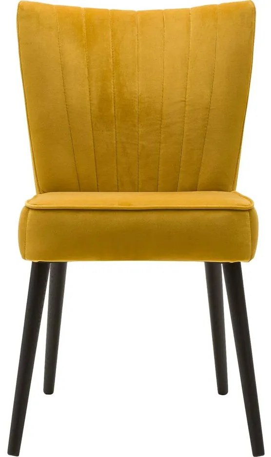 Goossens Eetkamerstoel Rob geel velvet stof leuning, urban industrieel