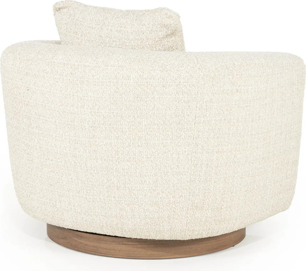Draaibare Fauteuil Beige Met Walnoot Hout