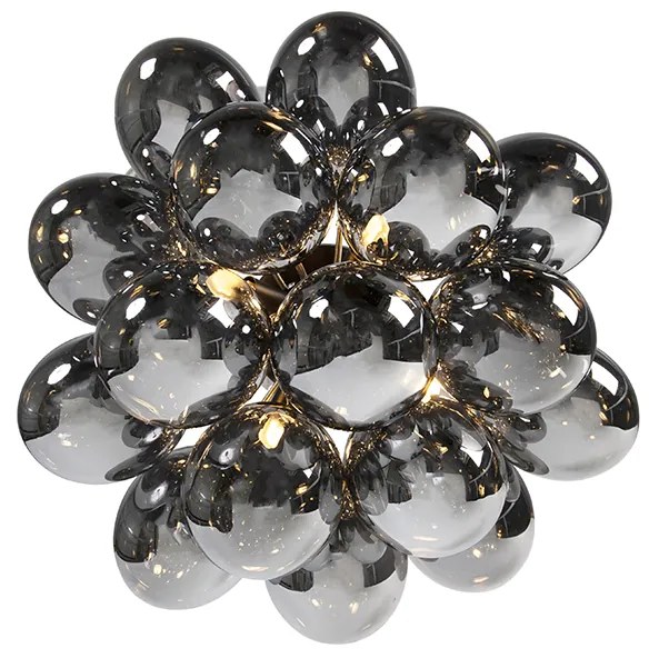 Design plafondlamp zwart met smoke glas 4-lichts - Uvas