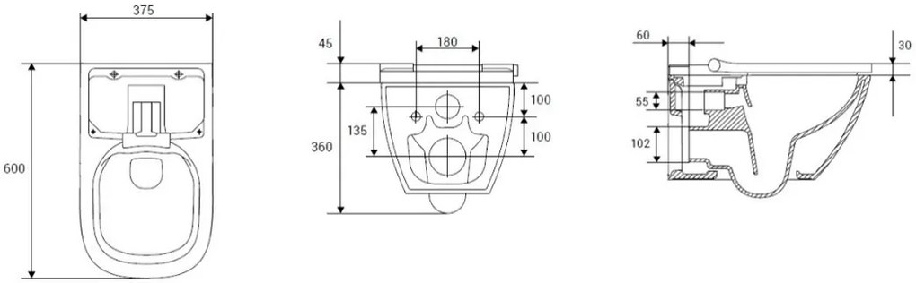 Plazan Genera Ultimate Square douche wc randloos met softclose zitting zwart