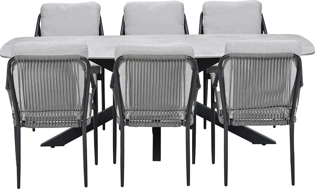 Garden Impressions Stevie tuinset 7-delig - Fiore tuintafel 220x100 cm
