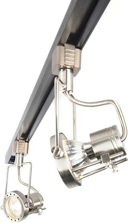 Smart 1-fase rail zwart met staal incl. 5 WiFi GU10 - Iconic Suplux