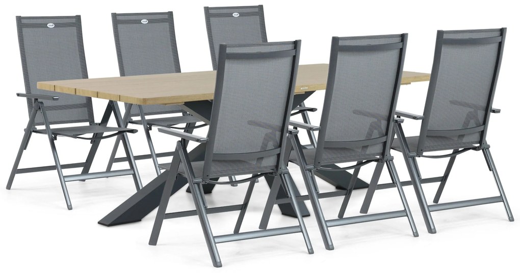 Tuinset 6 personen 220 cm Aluminium/textileen Grijs Hartman Summerland/Azzurro