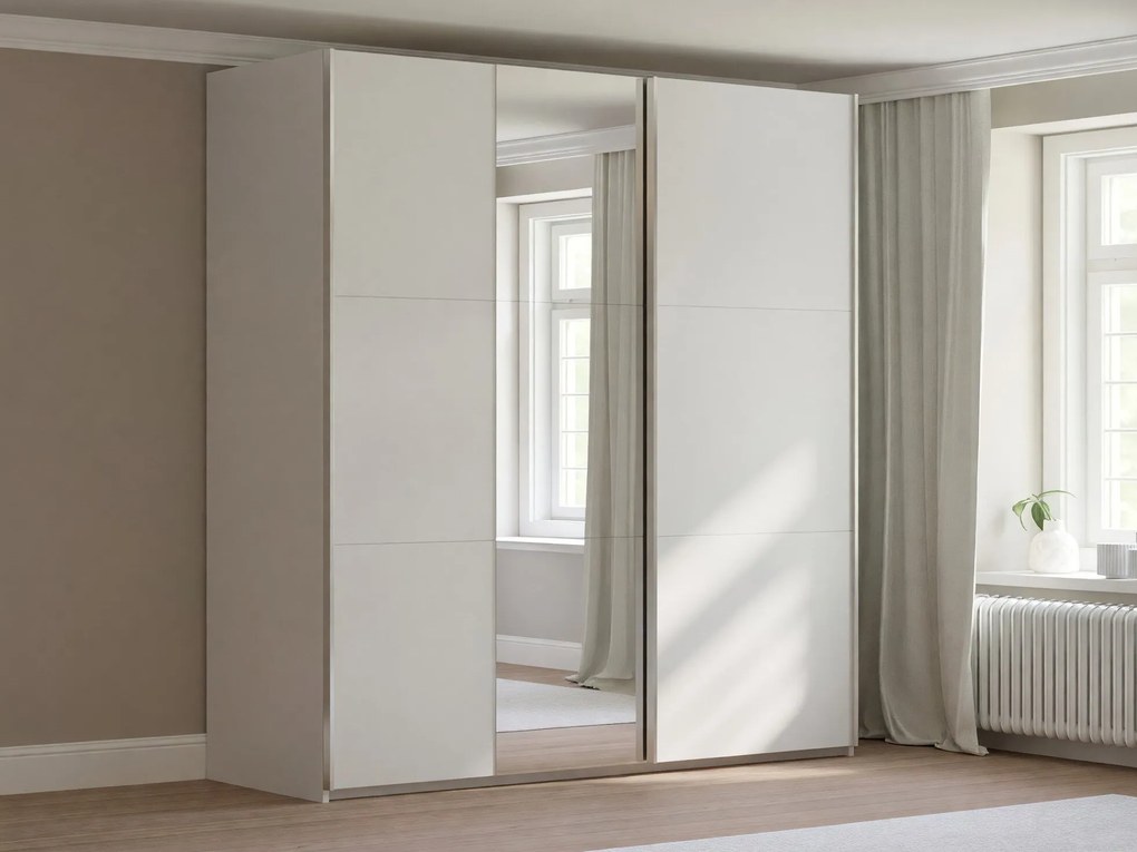 Kledingkast Bristol 242, Wit, 230x180x61cm, 171 kg, Kledingkast deuren: Schuivend
