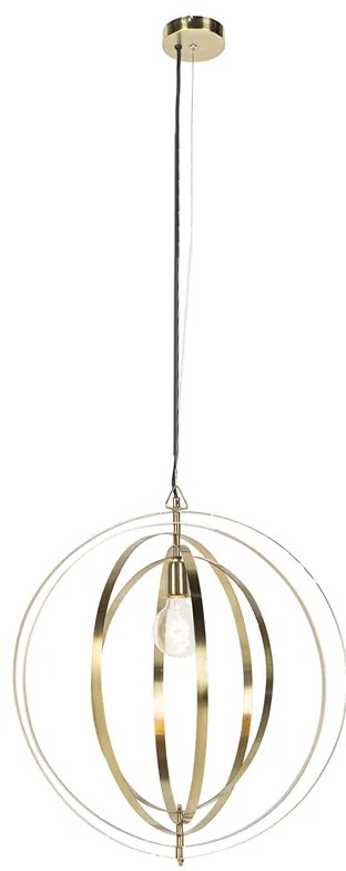 Eettafel / Eetkamer Vintage hanglamp messing draaibaar - Rings Retro E27 bol / globe / rond Binnenverlichting Lamp